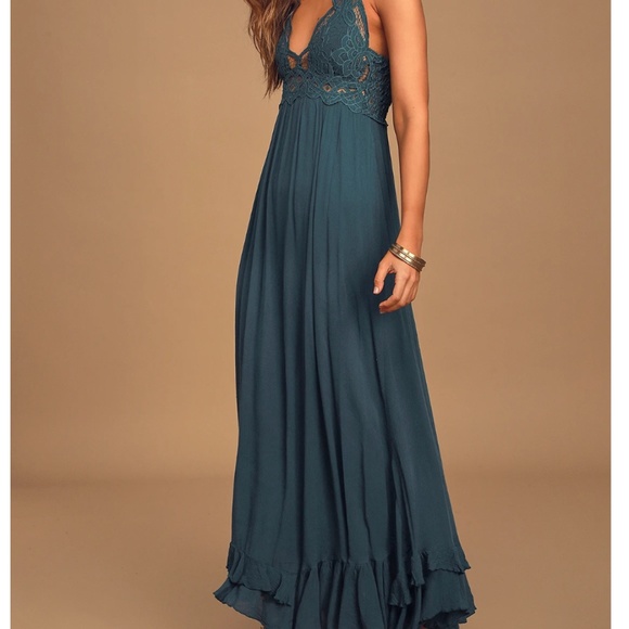 Free People Dresses & Skirts - Free People Adella Maxi Slip Teal Jewel